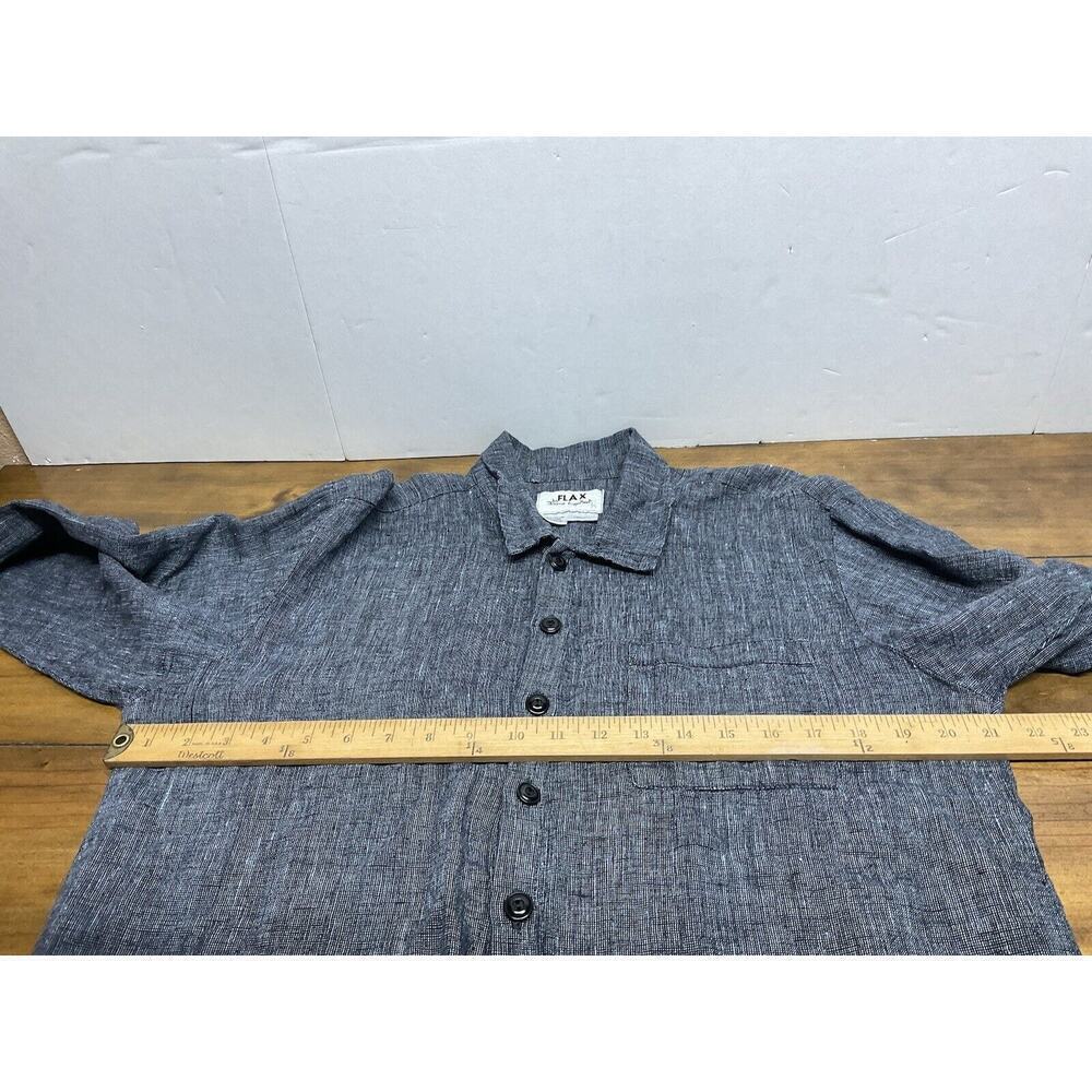 Flax by Jeanne Engelhart Button Shirt Jacket Blue Linen Lagenlook Top Petite - Picture 7 of 8
